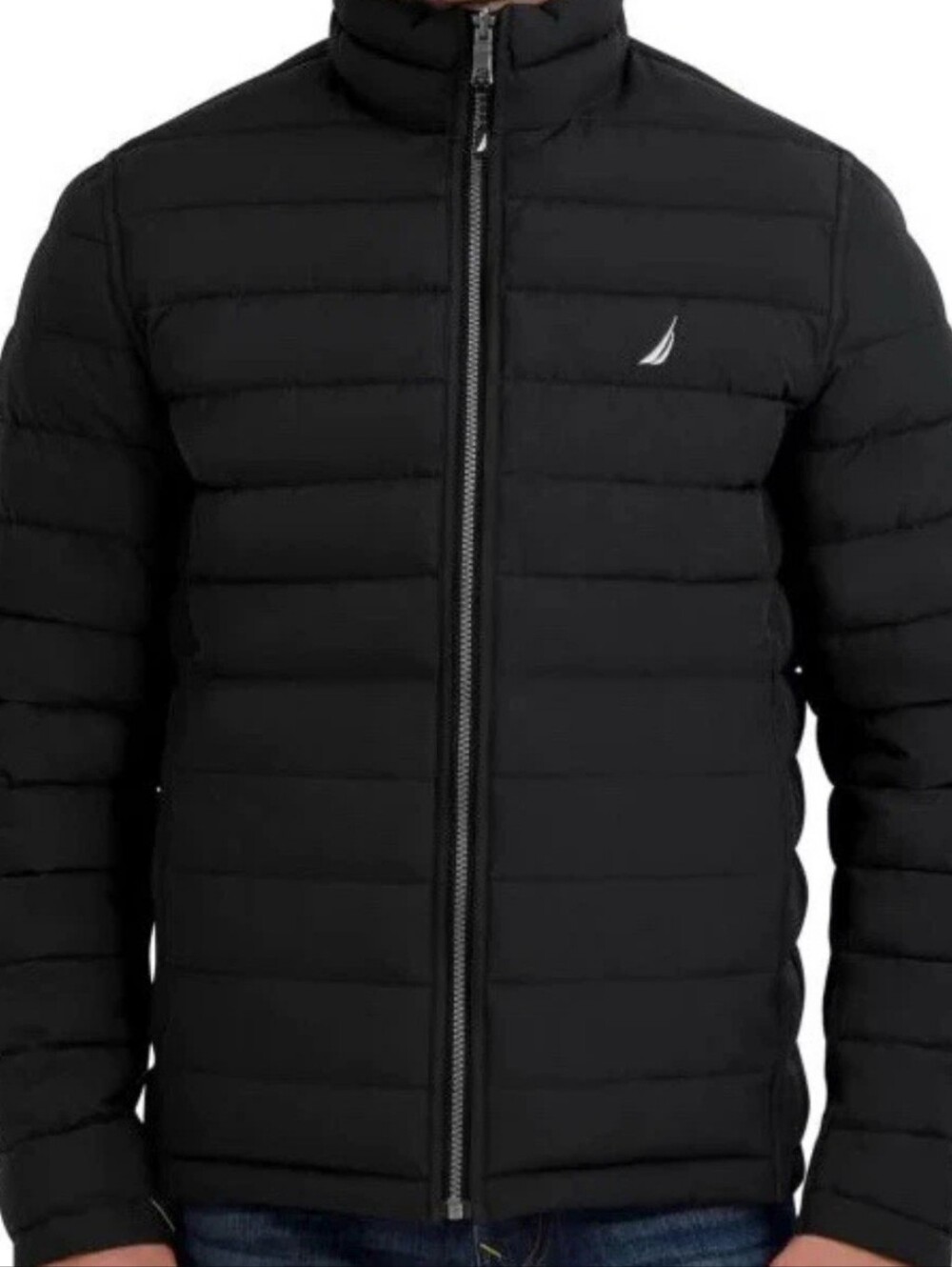 Nautica Men's Reversible Quilted Puffer Jacket - Black & Grey Camo - Size XL